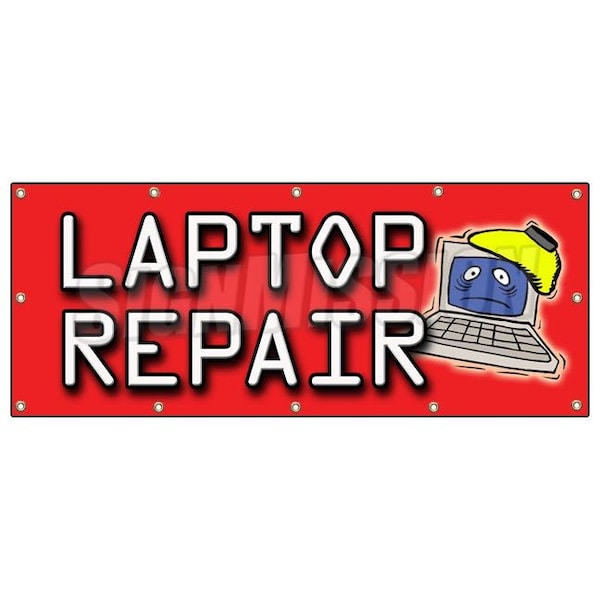 Signmission LAPTOP REPAIR BANNER SIGN computers virus maintenance software install B-120 Laptop Repair - main